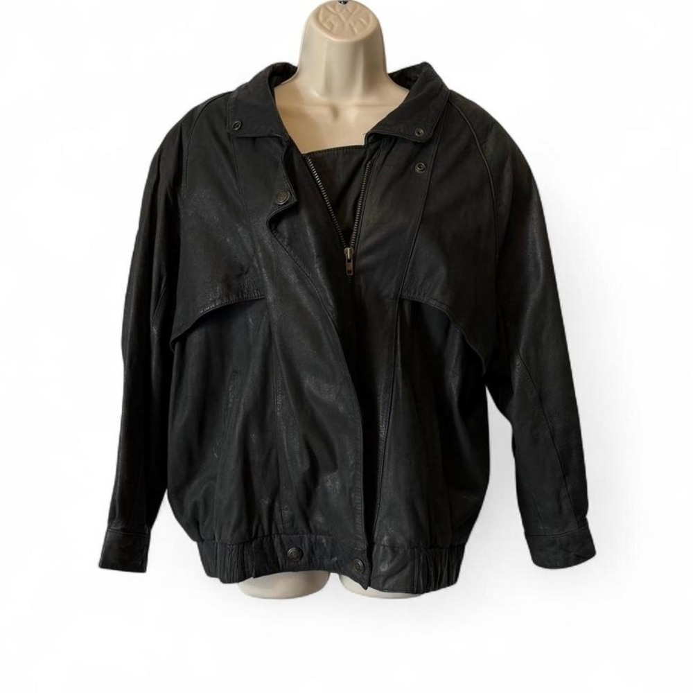 Vintage 90s Express Leather Bomber‎ Jacket